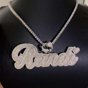 Sparkling Custom <b>Name</b> Pendant Enhanced With Moissanite Diamond Cursive <b>Letter</b> Design Elegant Statement Jewelry For Men Women - Product Image 1
