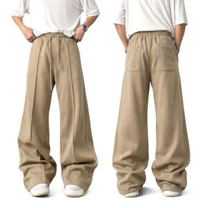 Pantalon de jogging ample pour homme en coton French Terry beige kaki de qualité supérieure, avec cordon de serrage et taille élastique, idéal pour la détente - Product Image 1