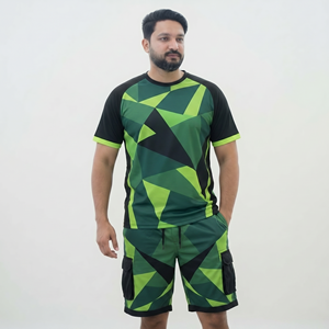 Conjunto de Pantalones Cortos Casuales de Dos Piezas para Hombre, Camiseta de Manga Corta y Pantalones Cortos de Verano, Ropa Deportiva Ligera y Transpirable, Diseño Personalizado - Product Image 1