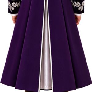 Costume de queue-de-pie victorien violet foncé pour homme, veste longue gothique formelle à double boutonnage avec broderie argentée, pantalon, tenue de mariage et de soirée - Product Image 6
