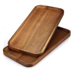 Bandeja de Servir Rectangular de Madera de Acacia con Diseño Único, Apta para Lavavajillas, Duradera, Moderna, para Cocina, Bodas, Restaurantes, Platos - Product Image 3