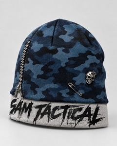 Bonnet d'hiver OEM en tricot jacquard, motif camouflage vintage à carreaux, broderie 3D, logo personnalisé, 100% acrylique, couleur personnalisée, plage - Product Image 2