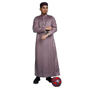High Quality Hijazi Polyester Long Sleeve <b>Thobe</b> <b>for</b> Adults Lustrous Allium Breathable Fabric Traditional Muslim Clothing - Product Image 1