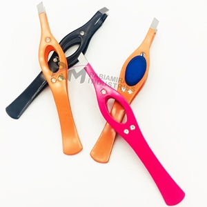 RMI Trending Product 4 Pieces Stainless Steel Powder Coated Eyebrow Slant Straight Pointed Slant Tip Tweezers - Product Image 4