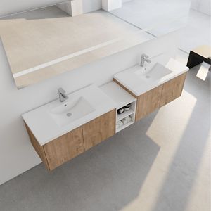 Mobile Bagno da 84 Pollici con Chiusura Ammortizzata, Lavabo e Piccoli Ripiani Portaoggetti, Combinazione Armadietto 36x12 Pollici, Imballaggio KD - Product Image 4