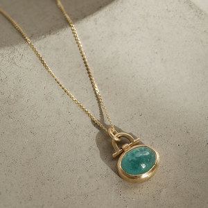 Collier avec pendentif en pierre naturelle géométrique, plaqué argent, acier inoxydable, minimaliste, à porter tous les jours, unisexe - Product Image 3