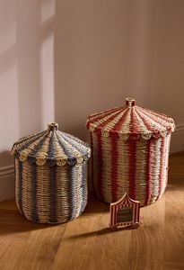 Premium Handwoven Rattan Circus Style <b>Storage</b> Basket with Lid Natural Decorative <b>Hamper</b> for Kids Room and Home Use - Product Image 4