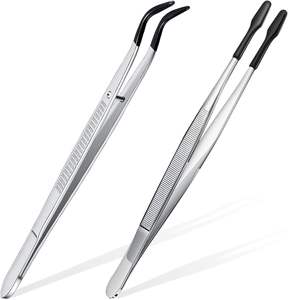 Pinzas UBI Antideslizantes con Punta Lisa, 2 Piezas, Recubiertas de Goma, de Acero Inoxidable, Agarre Suave, Duraderas, de Precisión, para Pestañas y Cejas - Product Image 1