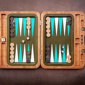 Factory Custom High-Quality Luxury <b>Backgammon</b> <b>Set</b> Includes Leather PU Leather Table Board Clock Chess Dice Pieces Foldable - Product Image 5