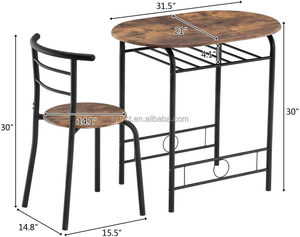 Kim loại hiện đại bàn ăn sáng thiết lập cho không gian nhỏ <span class=keywords><strong>2</strong></span> ghế với kệ lưu trữ cho phòng ăn hoặc nhà bếp - Product Image 3