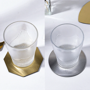 Minimalist Geometric Pattern Metal <b>Coaster</b> Set In Gold And <b>Silver</b> For Everyday Use Home Dining Office And Cafe Tables From India - Product Image 5