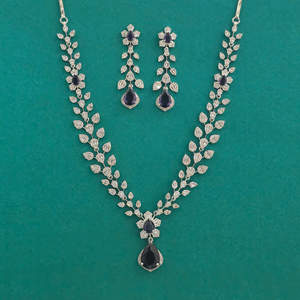 Artificial Jewellery Exporter in India American Diamond Classic Necklace With Rhodium Plating 444027 - Product Image 5