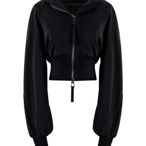 Sudadera con capucha corta de felpa suave para mujer, estampada, informal, de manga larga, con logo frontal, al por mayor - Product Image 1