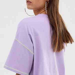 T-shirts courts slim pour femmes, prêts à l'emploi, couleurs unies, polyester/coton, boutonnés, style vintage, pour l'été, avec option OEM - Product Image 3