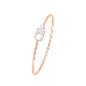 Brazalete de Oro Rosa con Diamantes, Corte Baguette, Minimalista, para Uso Diario, Joyería para Mujer - Product Image 3