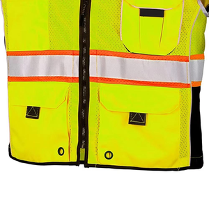 Gilet réfléchissant de sécurité en tissu polyester robuste pour une utilisation industrielle et routière, gilet réfléchissant haute visibilité - Product Image 6