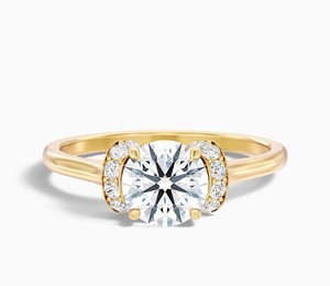 Round Cut Moissanite <b>Ring</b> 925 Sterling <b>Silver</b> Yellow Gold Plated Engagement <b>Ring</b> Classic <b>Solitaire</b> Dainty Wedding Jewelry - Product Image 1