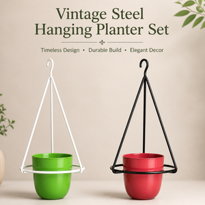 Vase mural rustique de style farmhouse en acier vintage avec revêtement époxy |   Décoration de maison durable et écologique pour balcon, jardin, intérieur et extérieur - Product Image 1