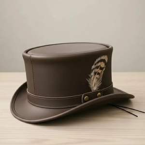 Chapeau en cuir fait main avec de fines coutures pour une qualité artisanale, un style tendance et une longue durée de vie - Product Image 3