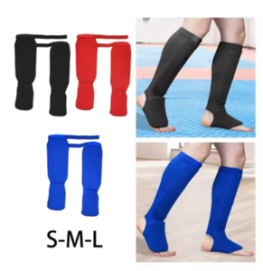 Protège-tibias en spandex légers et rembourrés avec protection du cou-de-pied pour adultes S M L Bleu Rouge Noir Utilisation toutes saisons - Product Image 1