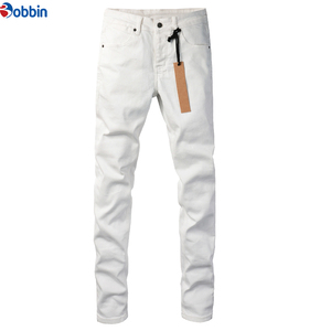 Custom Men's High <b>Elastic</b> <b>Waist</b> Printed Straight Leg <b>Jeans</b> Pants Customized Color & Design for Night Club - Product Image 2