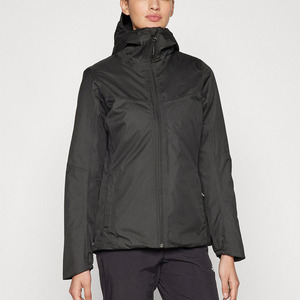 Veste softshell isolante pleine longueur pour femme noire, fermeture éclair intégrale, prix usine, manches longues, coupe-vent, course à pied, extérieur - Product Image 2