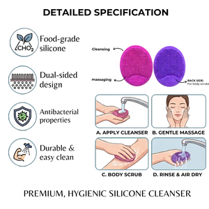 All Natural Soft Silicone <b>Face</b> <b>Scrubber</b> with Suction Cup for Daily Skincare - Product Image 6