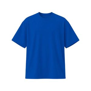 Camiseta Royal Blue DropOver para hombre, camiseta extragrande de algodón de primera calidad, informal, con cuello redondo, manga corta, corte holgado, ropa de calle, camiseta básica - Product Image 1