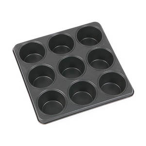 Square 9 Cavity PTFE Coated Carbon Steel Non-stick <b>Muffin</b> Pan Professional Grade Oven Safe Baking <b>Tray</b> for Family Party Bakery - Product Image 2