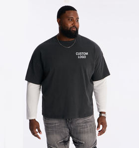 T-shirt à manches longues pour homme 100% coton, surdimensionné, écologique, séchage rapide, respirant, col rond, décontracté, haut d'été - Product Image 1