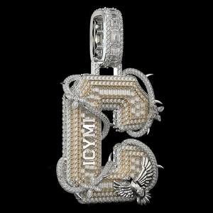 Colgante de Moissanita Personalizado con Letra Inicial A-Z, Plata de Ley 925, Joyería Hip Hop, Pasa Prueba de Diamante, Engaste VVS Iced Claw - Product Image 2