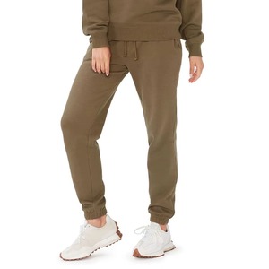 Pantalon de survêtement large en molleton 100 % coton vert olive pour femme, taille mi-haute avec cordon de serrage, bas élastiqué, longueur intégrale, décontracté, hiver - Product Image 3