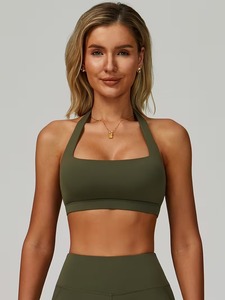 Female <b>Open</b> Back Halter Gym <b>Bra</b> High Elasticity Matte Workout Tank Wide Underband Training Active Wear Manufacturing - Product Image 1