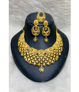 Ensemble de colliers 4 pièces en cuivre plaqué or 1K de qualité supérieure pour femmes, cadeau de fiançailles, de mariage, bijoux de fête - Product Image 2