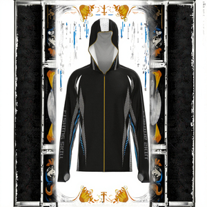 Fishing Skill Men's UPF 50 Sun Protection Hoodie Black Sublimation Print Full Zipper Anti-Uv Fishing Wear - Product Image 6