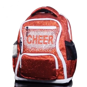 Sparkly Red Cheerleading Backpack with White Trim and Side Pockets High quality Stones Custom Names and Colors <b>for</b> Daily Use <b>Uni</b> - Product Image 6