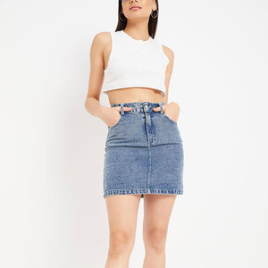 Wholesale Custom Logo Cotton Made Women Jeans <b>Skirt</b> Breathable Outdoor Use Women Jeans <b>Skirt</b> - Product Image 1