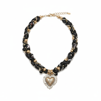 Ensemble collier et boucles d'oreilles vintage gothique en forme de cœur, bijoux de luxe tendance