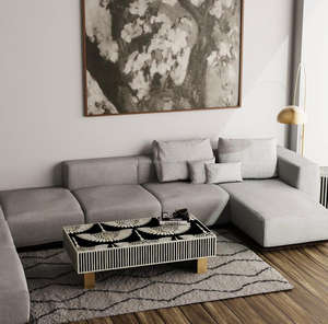 Consola con incrustaciones de hueso, muebles de mesa de centro con incrustaciones de hueso de lujo hechos a mano de alta calidad para decoración del hogar Premium - Product Image 3