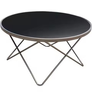 Table basse ronde en bois naturel avec structure en fil de fer, best-seller, pour salon moderne. - Product Image 2