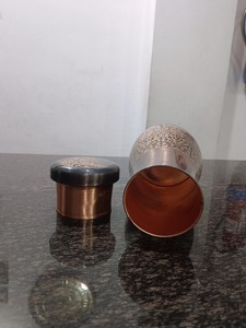 Bouteille d'eau en cuivre de style oriental avec couvercle, motif décoratif - Product Image 6