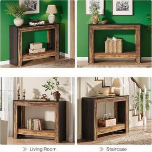 Consolle in Stile Rustico da 105 cm per Soggiorno e Corridoio con Ripiani Aperti Dietro il Divano - Product Image 4