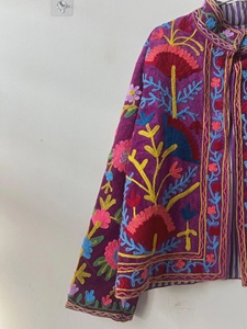 Wholesale Price <b>Mandarin</b> <b>Collar</b> <b>Jacket</b> Women's Woven Autumn Outerwear Regular Length Full Sleeve Ethnic Bohemian Style - Product Image 3