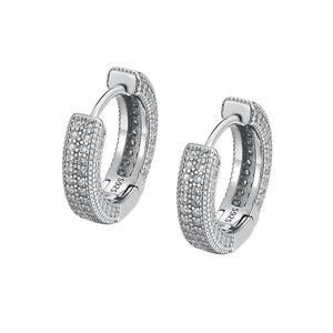 Round Cut Moissanite Diamond Hoop Earrings 925 <b>Silver</b> Iced Out Hoop Earrings Luxury Sparkling Jewelry Gift for Women - Product Image 6