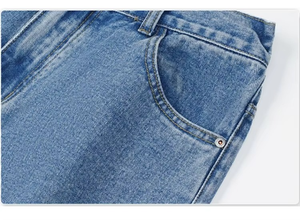 Custom Winter Solid Washed ODM Spring Autumn Men Straight <b>Jeans</b> <b>Elastic</b> <b>Waist</b> Wide Leg Loose Casual Denim - Product Image 4