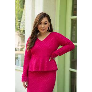 Conjunto de Cordón ChikanKari Rosa Talla XS Maharani Hecho de Tela de Pana - Product Image 4