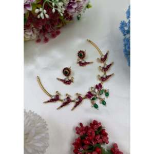 Indian Ethnic Tara Traditional Hasli Necklace-Gold Plated Imitation Jewelry Set - Product Image 1