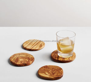 Posavasos de madera natural con diseño simple, acabado liso, adecuado para tazas frías y calientes, tazas, vasos, mesa de comedor de cocina - Product Image 2