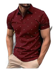 Polo homme Slim Fit style Hip Hop, élégant, en polycoton, plusieurs couleurs disponibles, motif graphique sérigraphié, jersey épais - Product Image 3