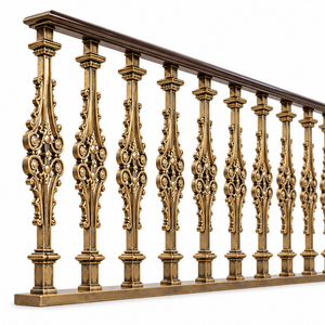Elegant Gold Ornamental Metal <b>Stair</b> <b>Railing</b> with Baroque Scroll Balusters for Villas Hotels and Classic Interiors - Product Image 2